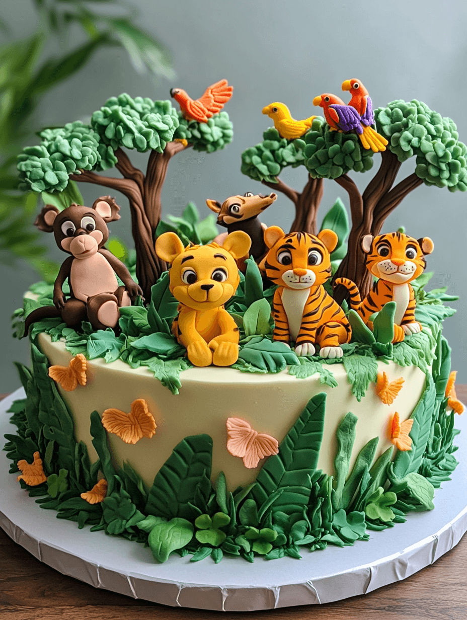 jungle cake with wild animals