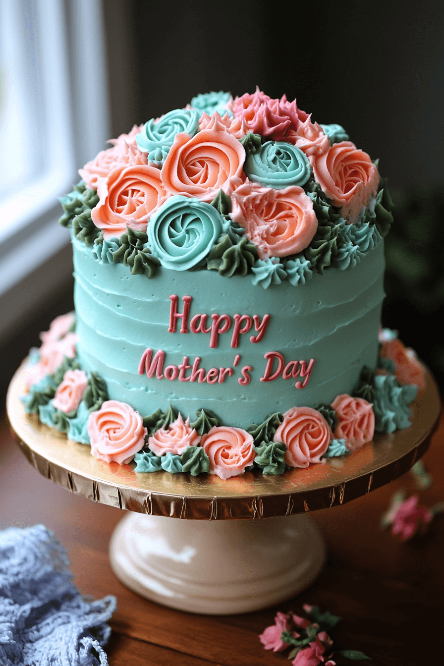 happy mothers day cake design blue