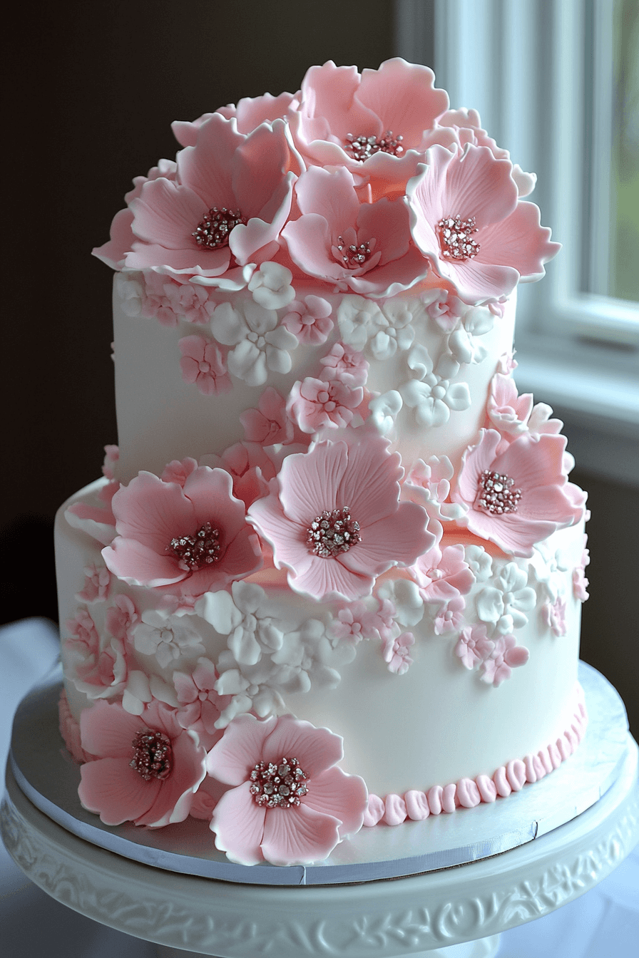 mothers day cake design with pink flowers