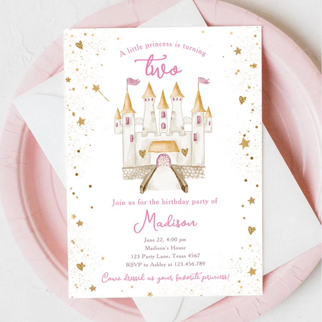 princess 2nd birthday party invitations